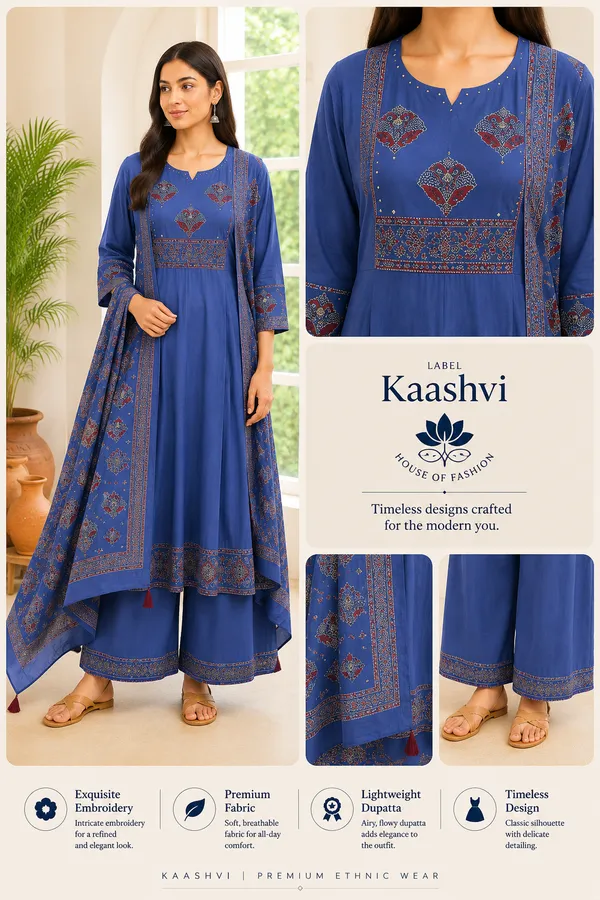 Ajrakh_Blue_Cotton_Kurta_Palazzo_Dupatta_For_Women