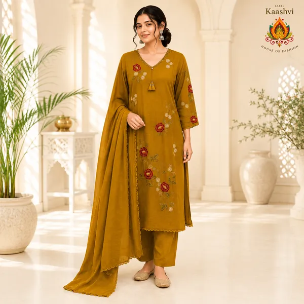 Mehandi_Green_Cotton_Kurta_Pant_Dupatta_For_Women