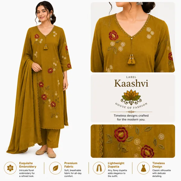 Mehandi_Green_Cotton_Kurta_Pant_Dupatta_For_Women