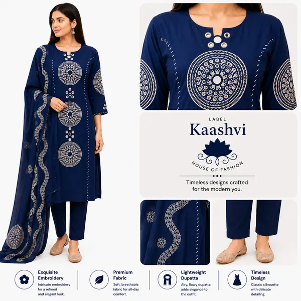 Royal_Indigo_Cotton_Kurta_Pant_Dupatta_For_Women