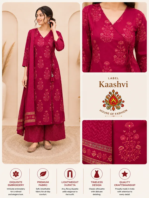 Wine_Pink_Cotton_Kurta_Palazzo_Dupatta_For_Women