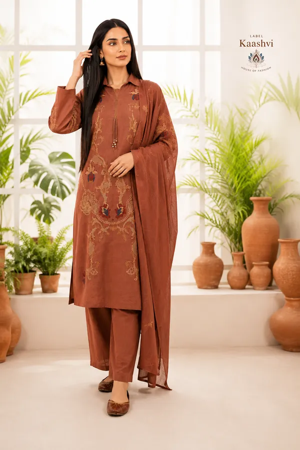 Rustic_Cinnamon_Cotton_Kurta_Palazzo_Dupatta_For_Women