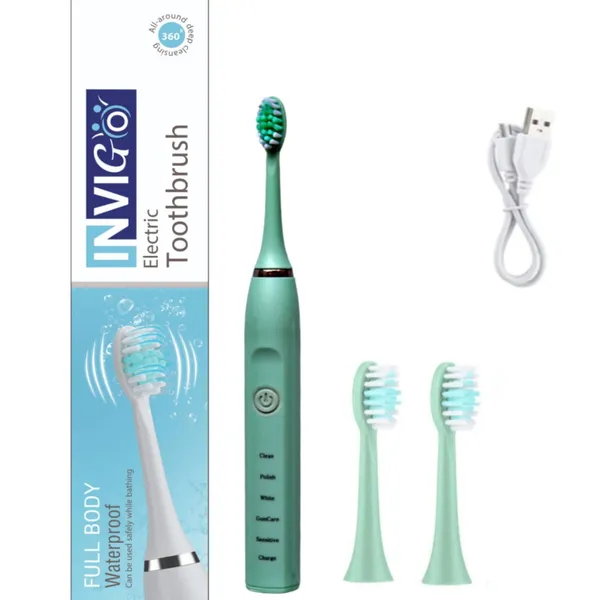 Invigo_Electric_Toothbrush_With_3_Brush_Heads_5_Cleaning_Modes_Green