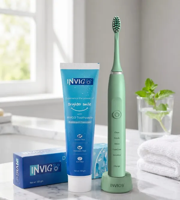 Invigo_Electric_Toothbrush_Bubble_Gum_Toothpaste_Oral_Care_Combo_Green