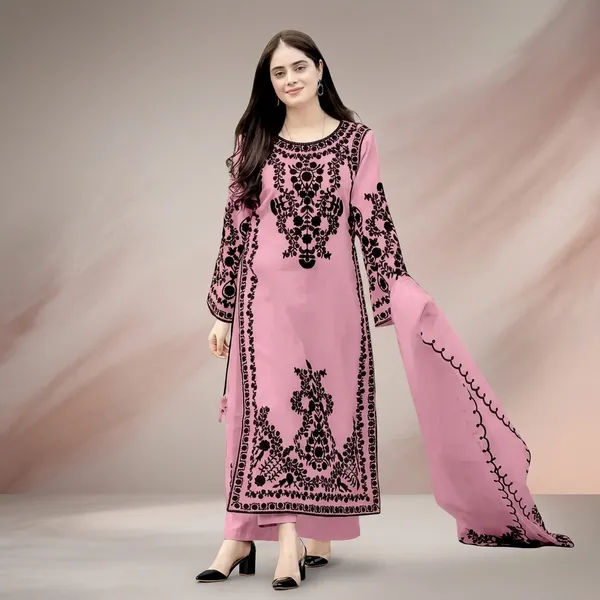 Pink_Embroidered_Georgette_Kurta_Set_With_Palazzo_And_Dupatta