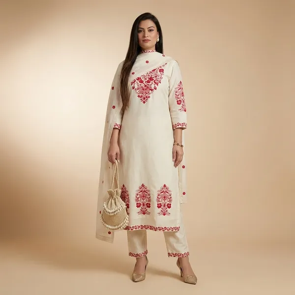 Off_White_Embroidered_Ethnic_Kurta_Set_For_Women