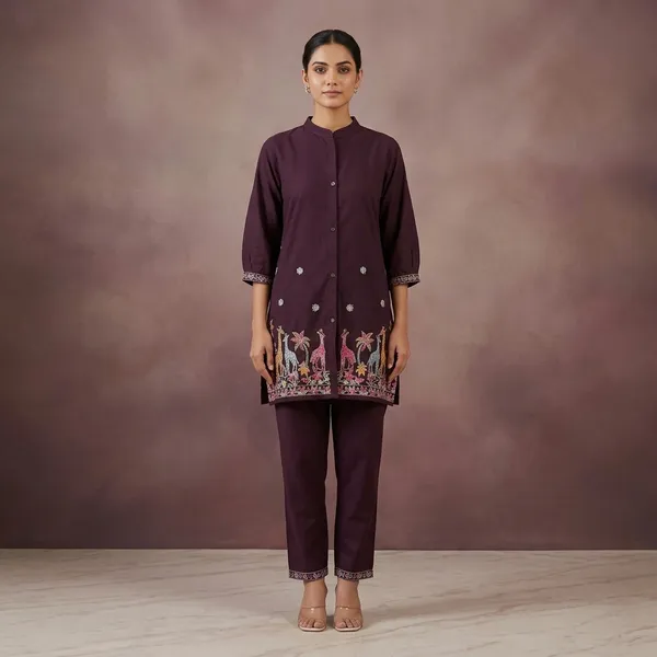Purple_Embroidered_Cotton_Kurta_Set_For_Women