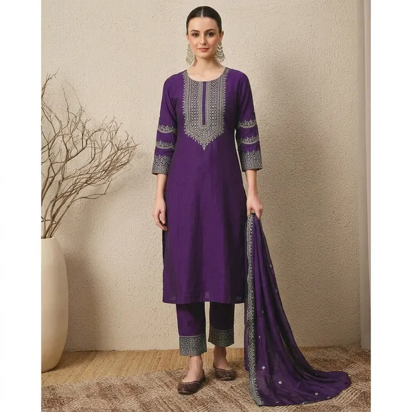 Purple_Embroidered_Straight_Kurta_Set_For_Women