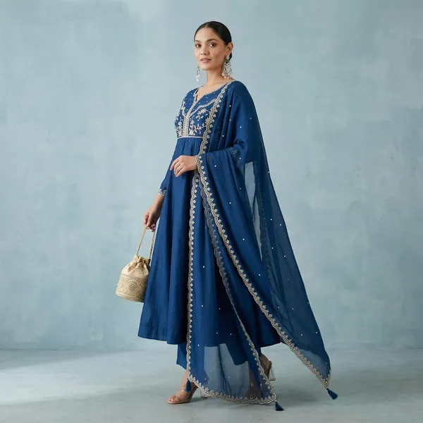 Blue_Embroidered_Anarkali_Kurta_Set_For_Women