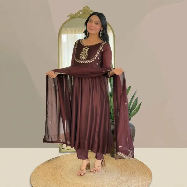 Maroon_Georgette_Embroidered_Anarkali_Suit_Set_For_Women