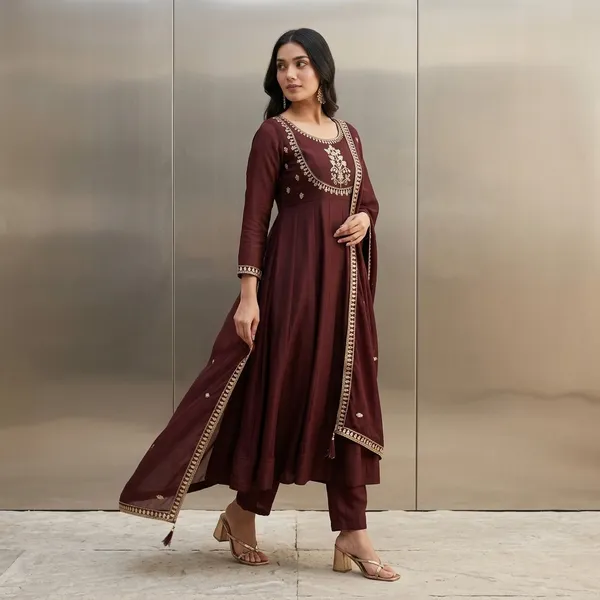 Maroon_Georgette_Embroidered_Anarkali_Suit_Set_For_Women