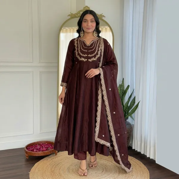 Maroon_Embroidered_Anarkali_Suit_Set_For_Women