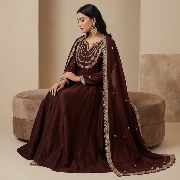 Maroon_Embroidered_Anarkali_Suit_Set_For_Women