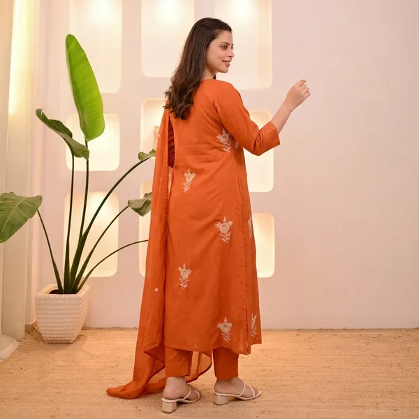 Orange_Embroidered_Kurta_Pant_Dupatta_Set_For_Women
