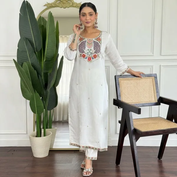 White_Embroidered_Cotton_Kurta_Set_For_Women