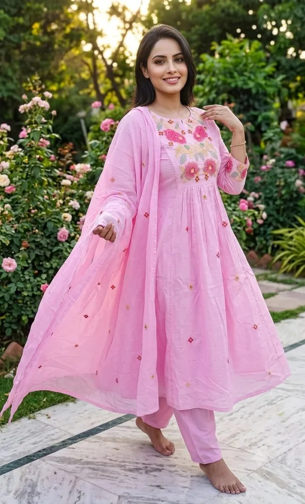 WOMEN_COTTON_KURTI_PANT_WITH_DUPATTA