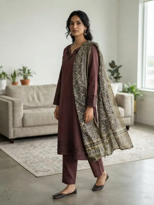 Women_RAYON__Cotton_Embroidery_Kurti_With_Pant_and_Dupatta