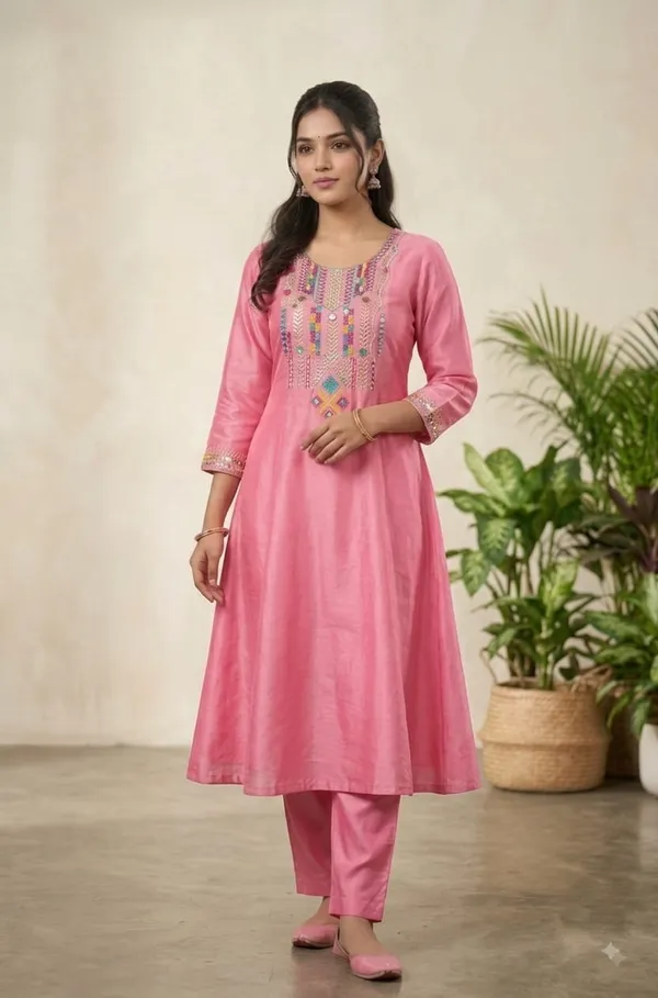 Women_RAYON__Cotton_Embroidery_Kurti_With_Pant_and_Dupatta