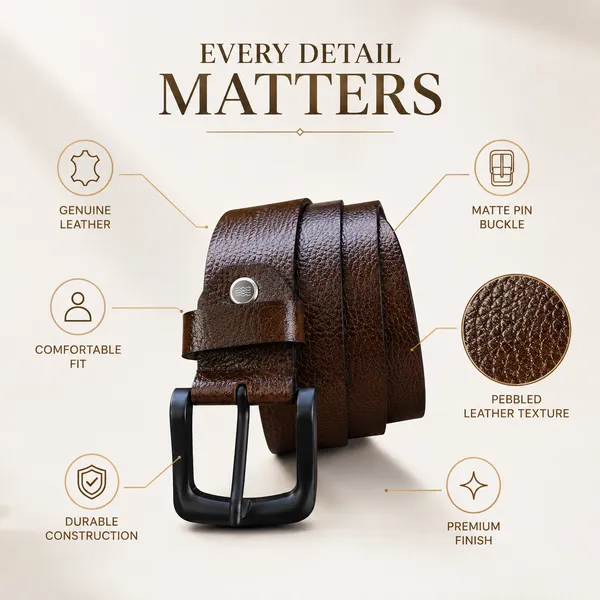 BiggBison_Men’s_Genuine_Leather_Belt_Pebbled_Brown,_Matte_Black_Buckle