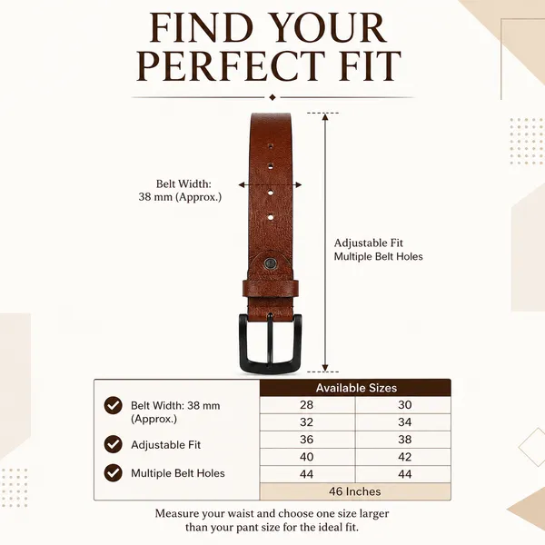 BiggBison_Men’s_Genuine_Leather_Belt_Pebbled_Brown,_Matte_Black_Buckle