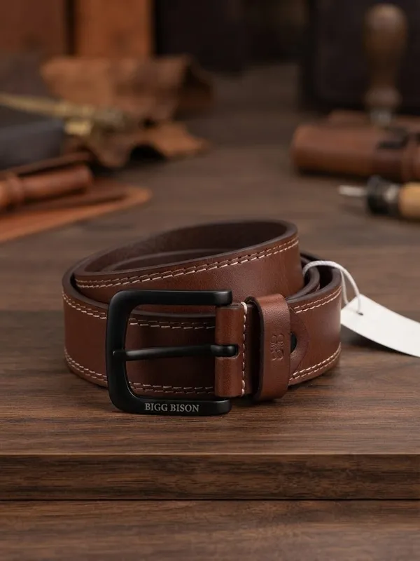 BIGGBISON_BELT_Grain_Double_Stitch_Brown_