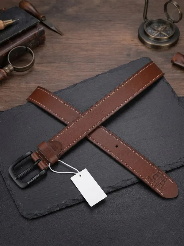 BIGGBISON_BELT_Grain_Double_Stitch_Brown_