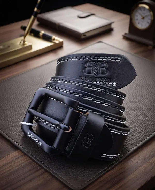 BIGGBISON_Belt_Grain_Double_Stitch_Black_