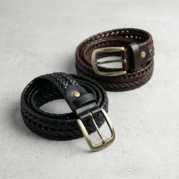 Braided_Brass_Buckle_Genuine_Leather_Belt_Duo_–_Black_And_Brown