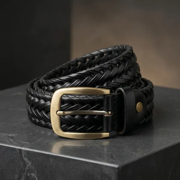 Black_Genuine_Leather_Braided_Brass_Buckle_Belt_For_Men
