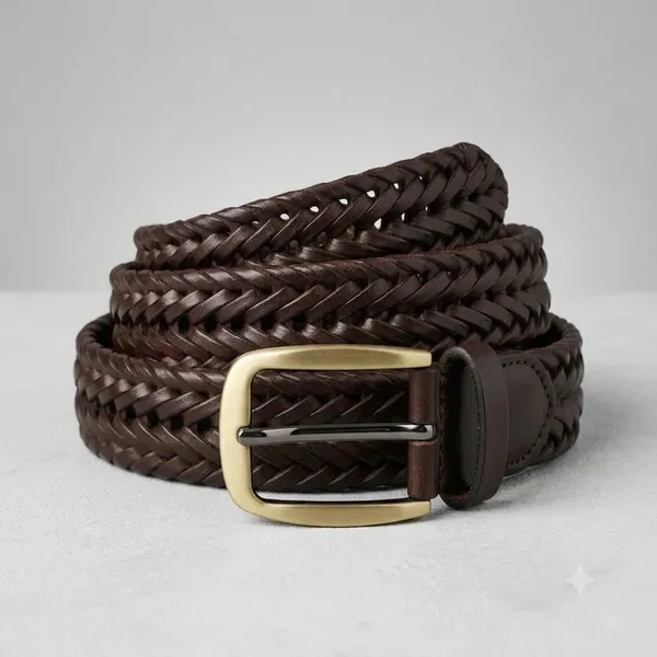 Brown_Genuine_Leather_Braided_Brass_Buckle_Belt_For_Men