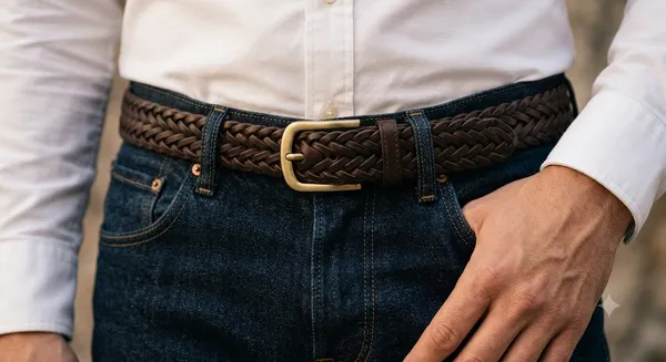 Brown_Genuine_Leather_Braided_Brass_Buckle_Belt_For_Men