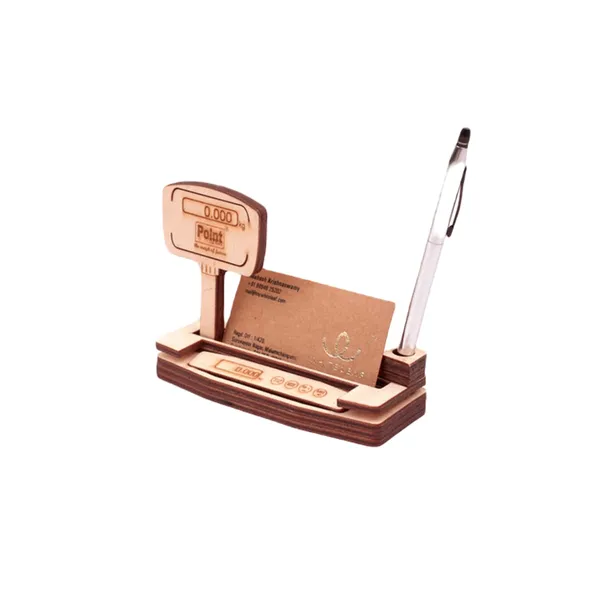 Wooden_Classic_Brown_Tabletop_Pen_Stand_With_Card_Holder