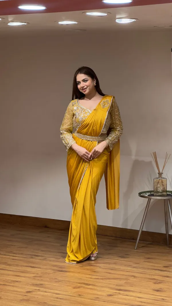 Golden_Yellow_Lycra_Sequin_Embellished_Saree_For_Women