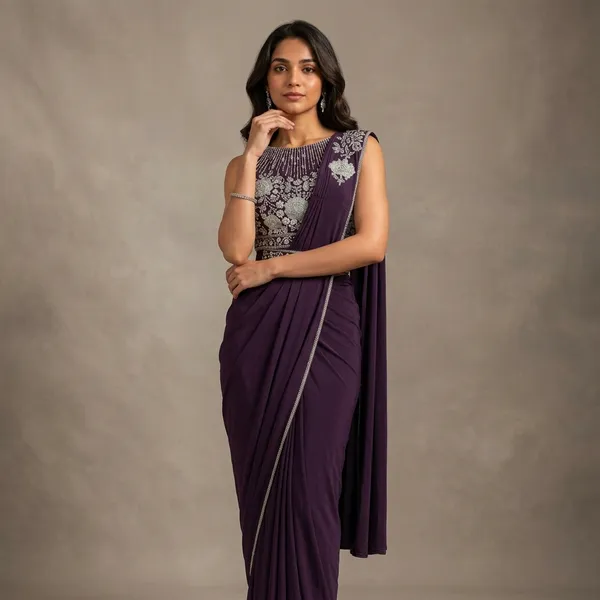 Purple_Lycra_Embellished_Saree_With_Embroidered_Blouse_For_Women