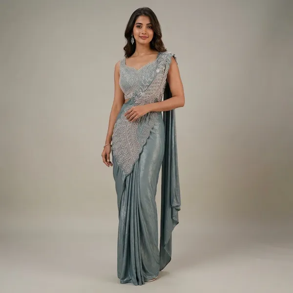 Grey_Lycra_Embellished_Saree_Gown_For_Women