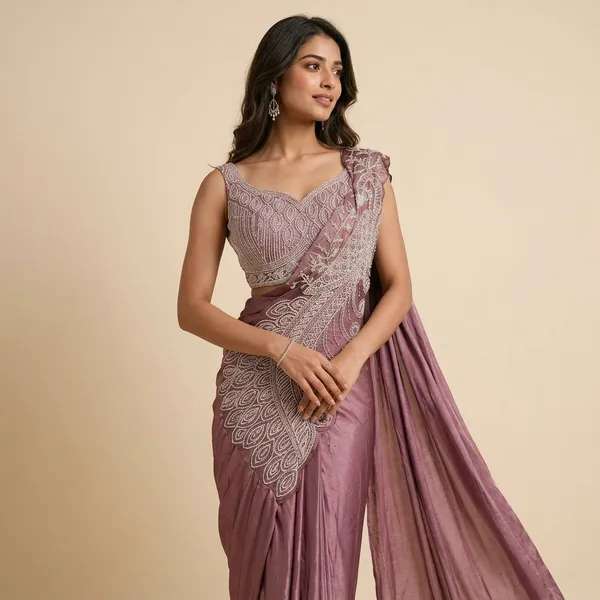 Dusty_Pink_Lycra_Embroidered_Pre-Draped_Saree_For_Women