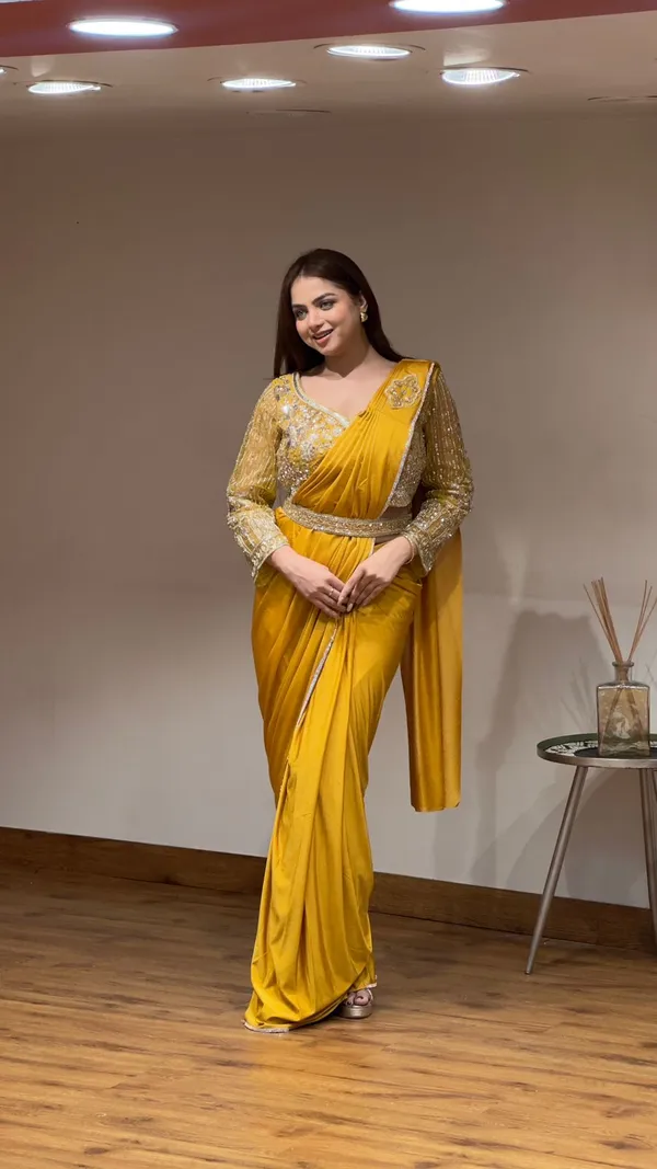 Golden_Yellow_Lycra_Sequin_Embellished_Saree_For_Women