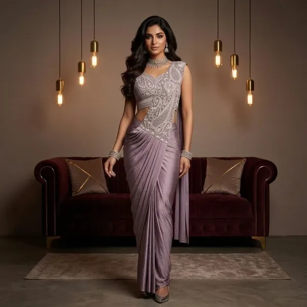 Lavender_Lycra_Embellished_Draped_Saree_For_Women