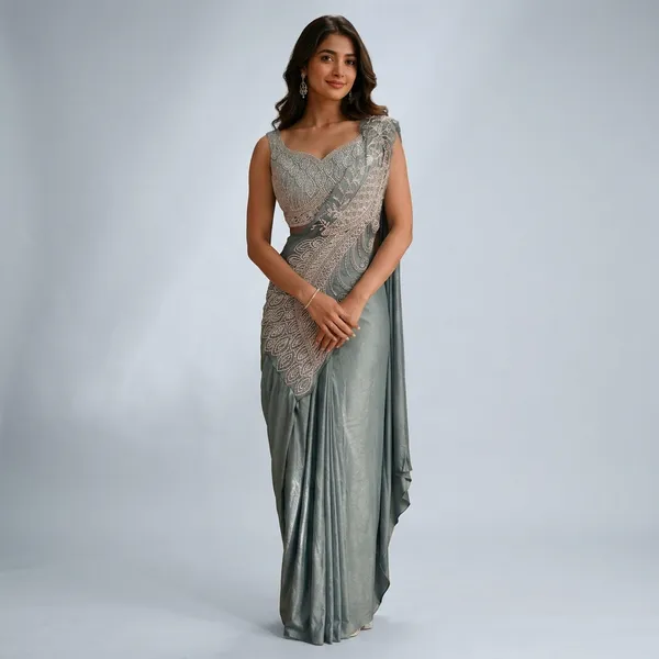 Grey_Lycra_Embellished_Draped_Saree_For_Women