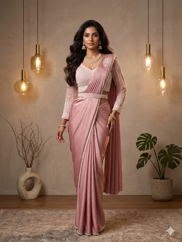 Pink_Lycra_Embellished_Pre-Stitched_Saree_With_Blouse_For_Women