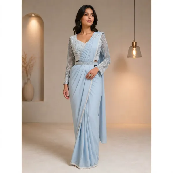Powder_Blue_Georgette_Embellished_Pre-Stitched_Saree_For_Women