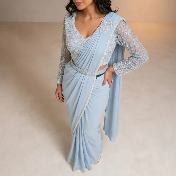 Powder_Blue_Georgette_Embellished_Pre-Stitched_Saree_For_Women