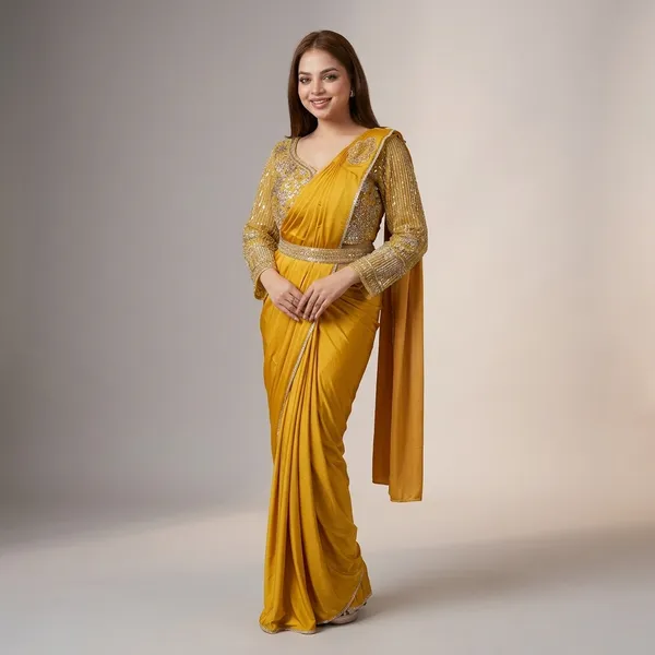 Golden_Yellow_Lycra_Sequin_Embellished_Saree_For_Women