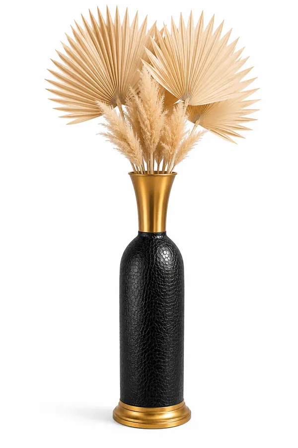 Black_Textured_Premium_Metal_Vase_For_Modern_Home_Decor