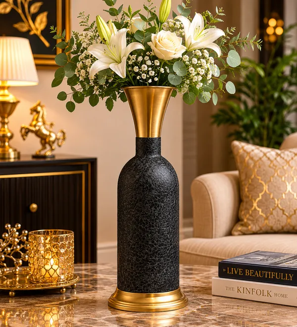Black_Textured_Premium_Metal_Vase_For_Modern_Home_Decor