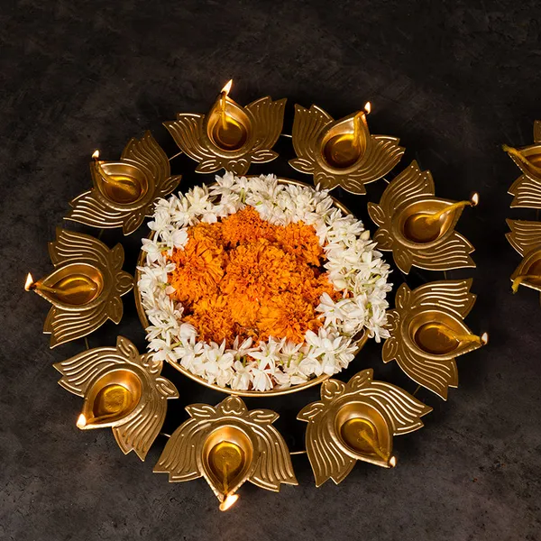 DeepaGlow_Set_of_3_Iron_Urlis_|_Golden_Lotus_Diya_Holder_Urli_Bowls_for_Diwali,_Pooja_&_Home_Decor