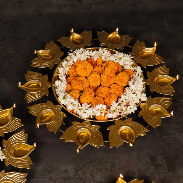 DeepaGlow_Set_of_3_Iron_Urlis_|_Golden_Lotus_Diya_Holder_Urli_Bowls_for_Diwali,_Pooja_&_Home_Decor