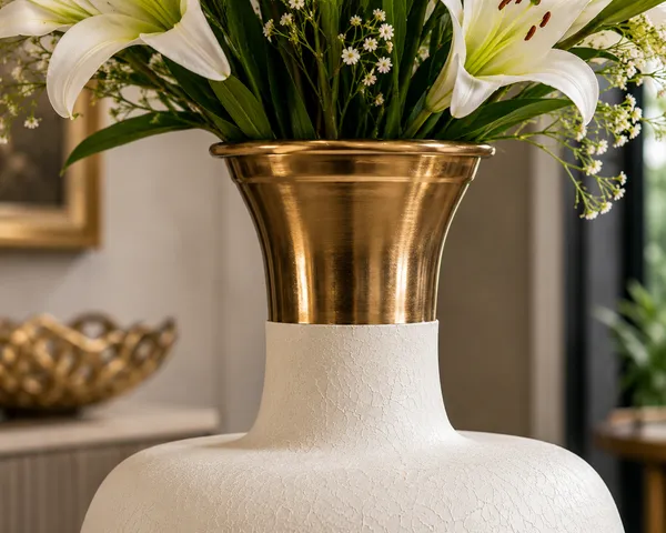 White_Textured_Premium_Metal_Vase_For_Floral_Decoration