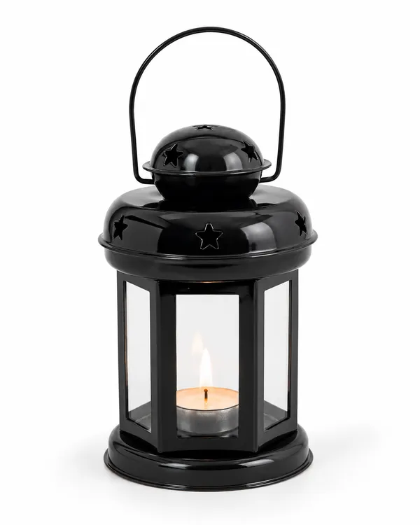 StarGlow_Iron_Lantern_with_Star_Cutouts_|_Glossy_Black_Metal_Candle_Holder_for_Home,_Garden_&_Festive_Decor