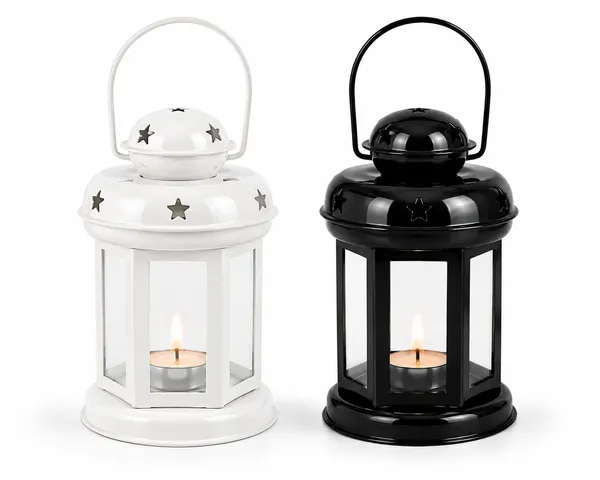 StarGlow_Set_of_2_Metal_Lanterns_–_1_Black_&_1_White_|_25_cm_Star_Cutout_Tealight_Candle_Holders_with_Glass_Panels